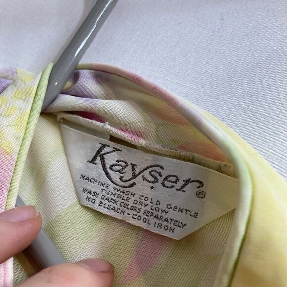 Vintage Kayser Women's Pastels Floral Button Front Robe Est. Size L Fairy Femme - Picture 5 of 10